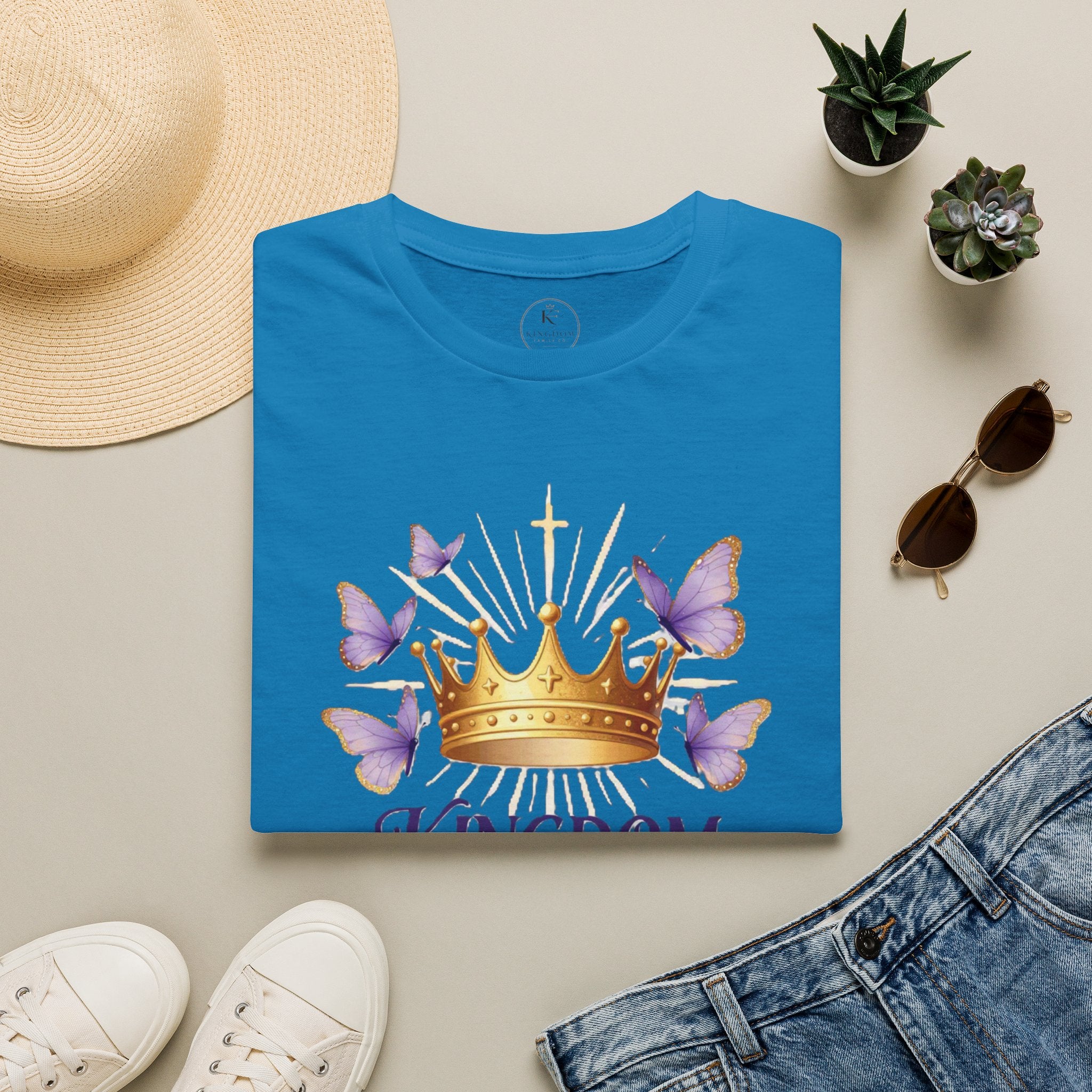 Kingdom Woman crown with purple butterflies T-Shirt