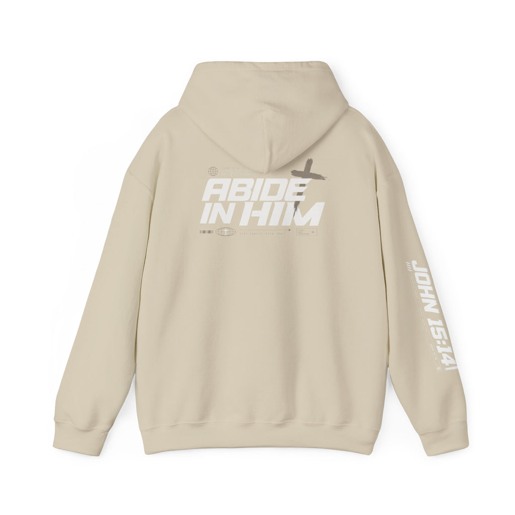 Abide in Him Hoodie — Christian Faith Cross Sweatshirt (John 15:4)