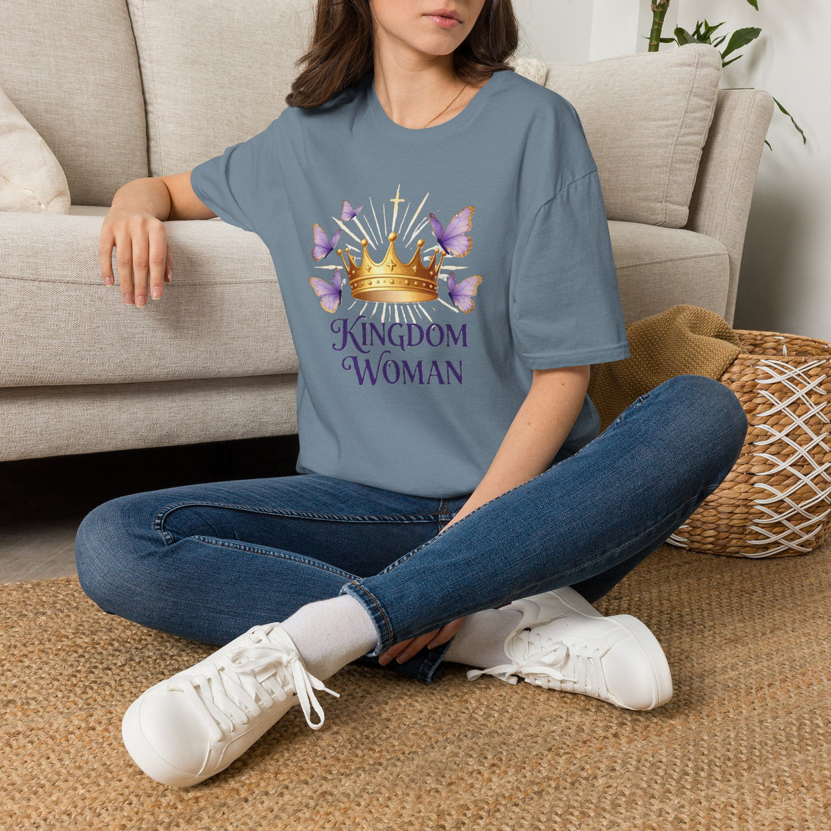Kingdom Woman crown with purple butterflies T-Shirt