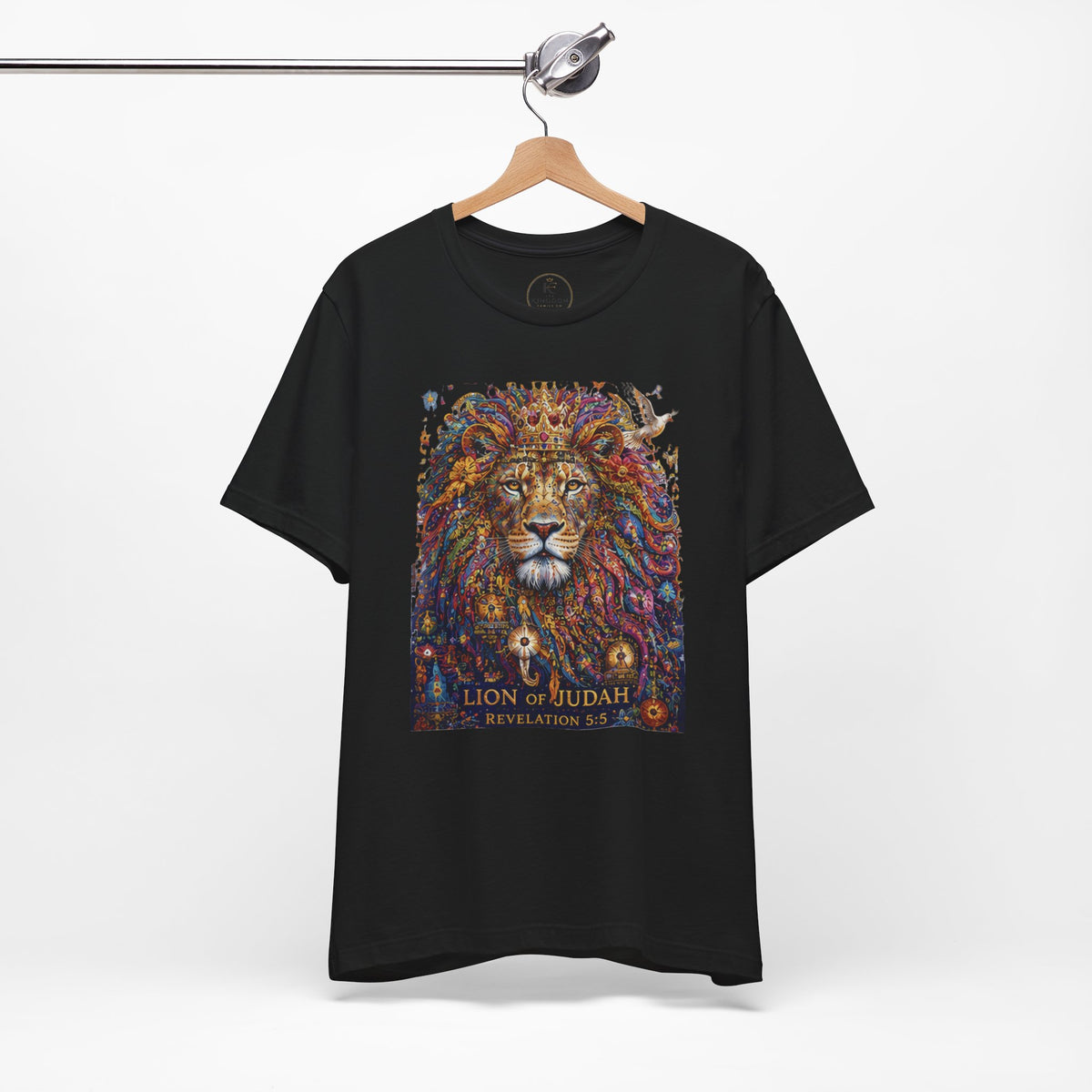 Lion of Judah tee | Colorful regal lion illustration, scripture text
