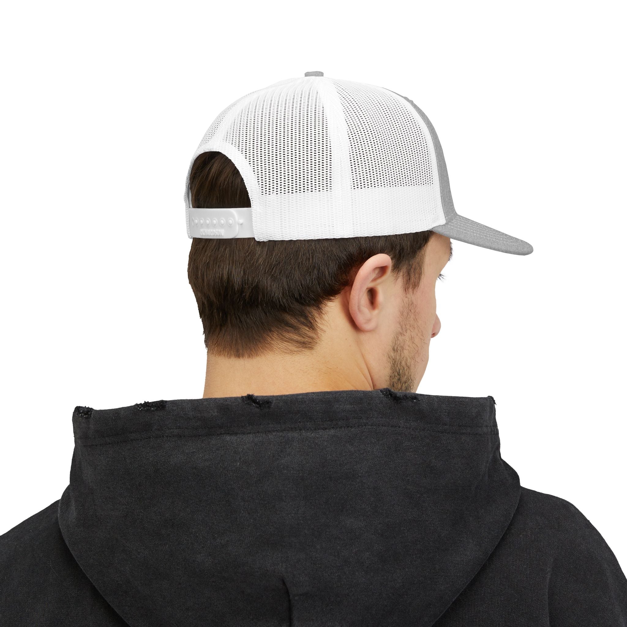 Faith Over Fear emblem Snapback Cap | Trucker Hat with Cross & Mountains