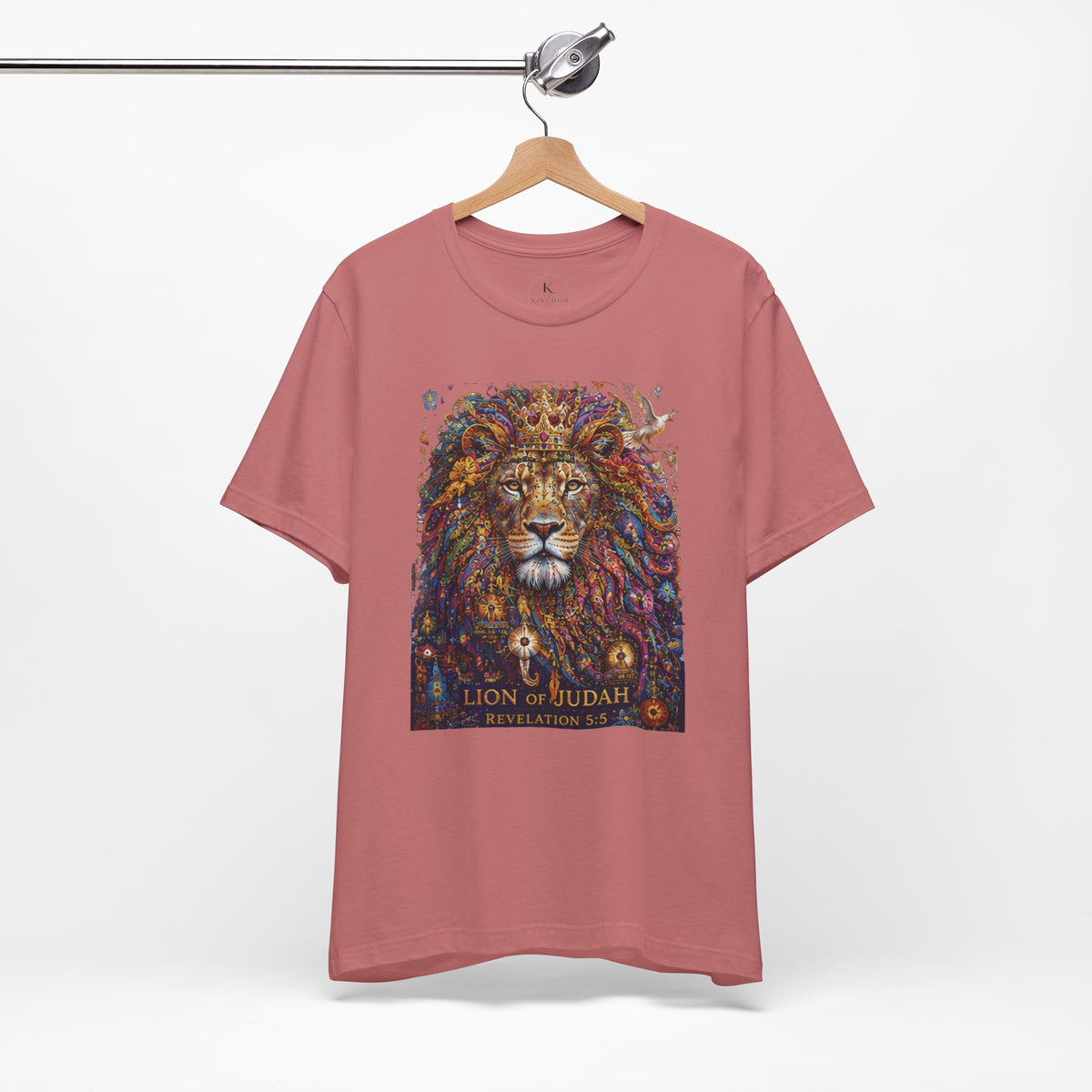 Lion of Judah tee | Colorful regal lion illustration, scripture text