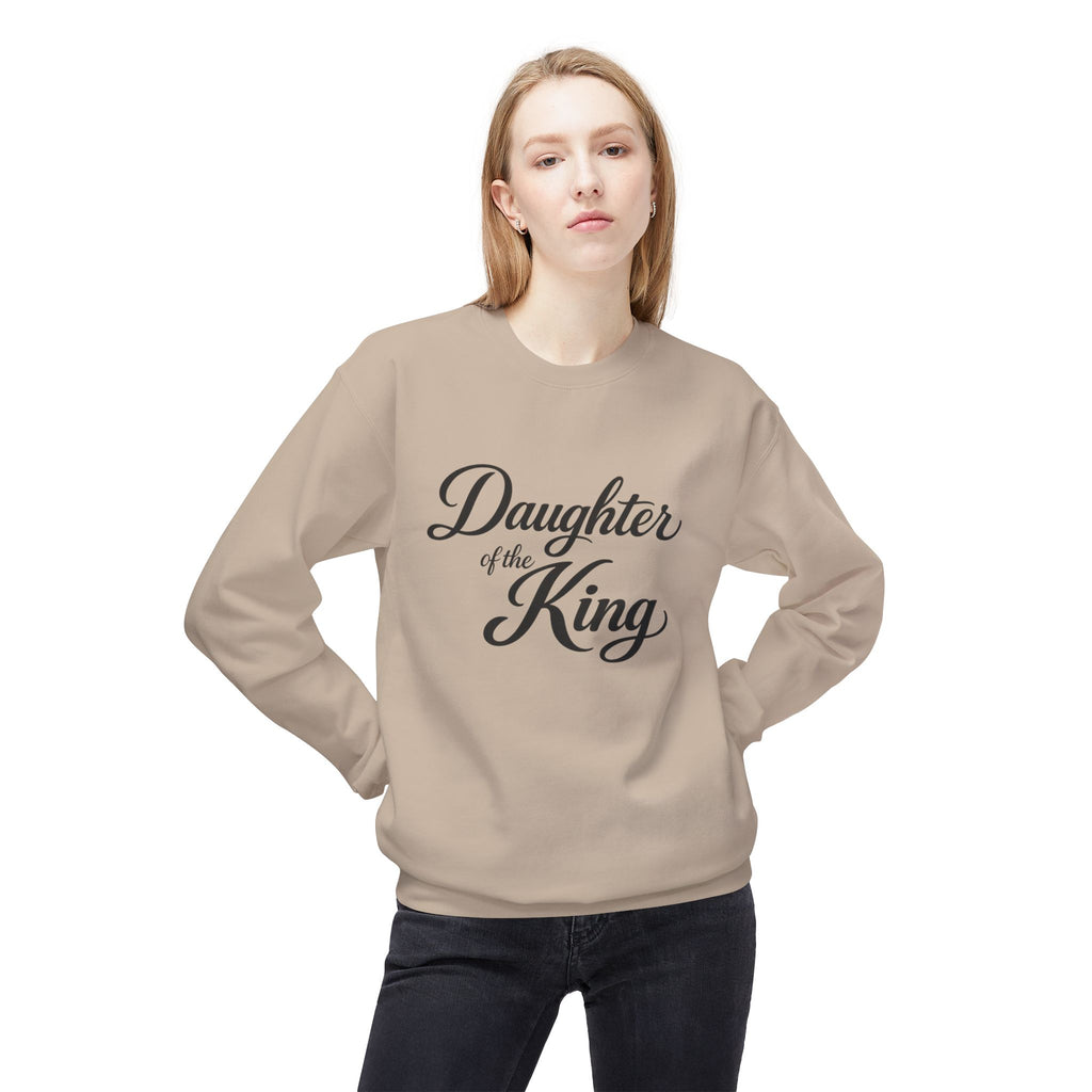 Daughter of the King Sweatshirt — Christian Faith Crewneck, "Chosen. Cherished. Equipped by Grace." Back Design