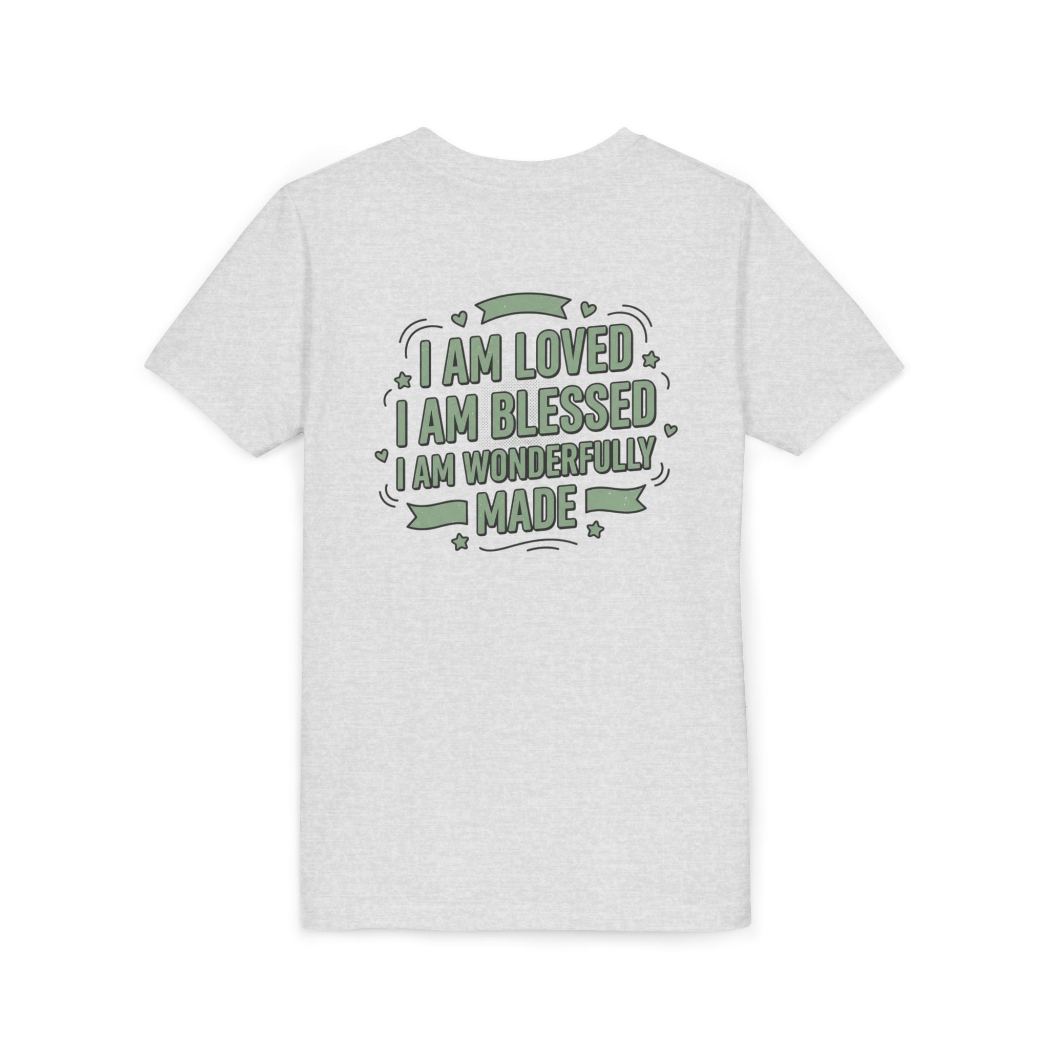 Youth Tee — "Child of God" Inspirational Christian Shirt ("I Am Loved, I Am Blessed" Back)