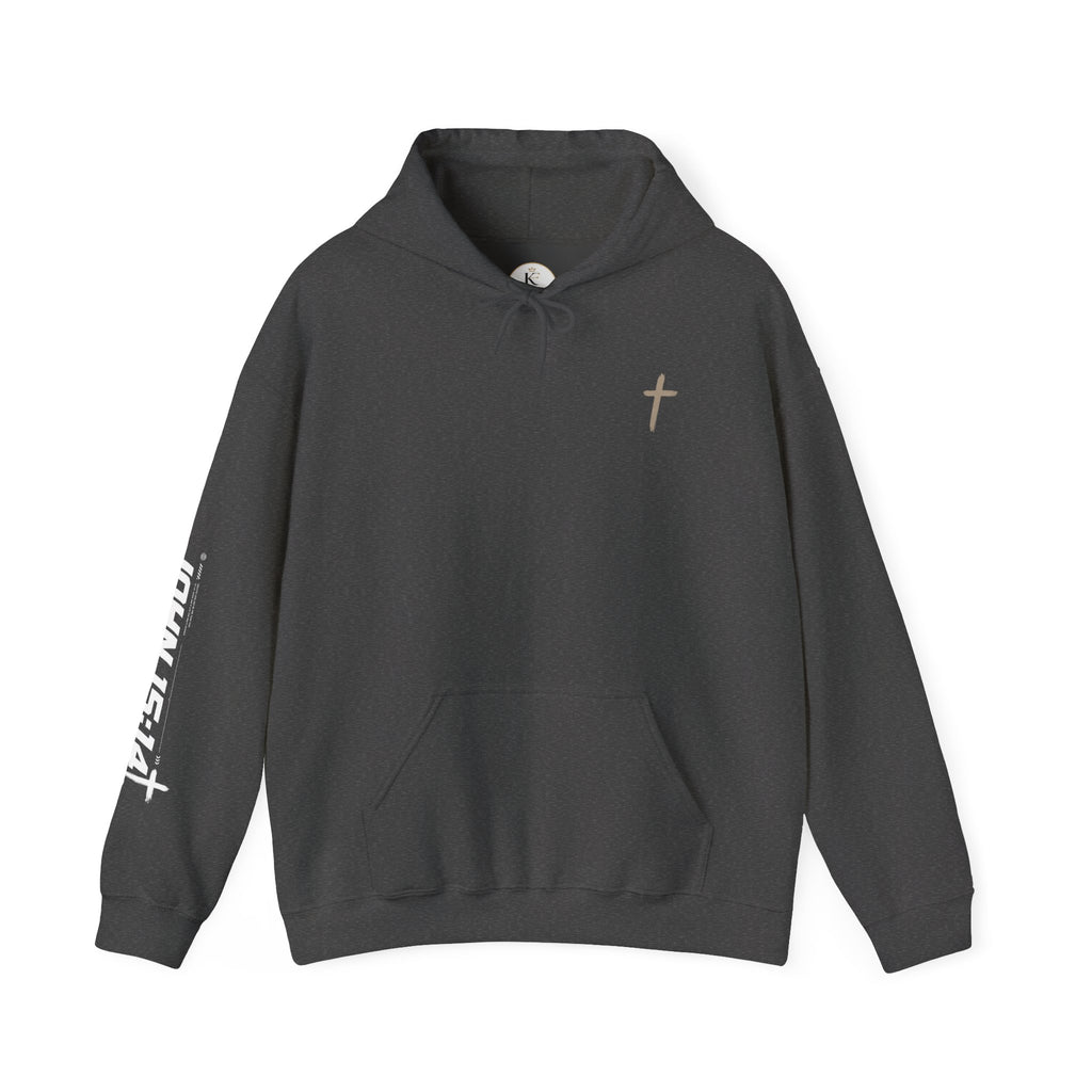 Abide in Him Hoodie — Christian Faith Cross Sweatshirt (John 15:4)