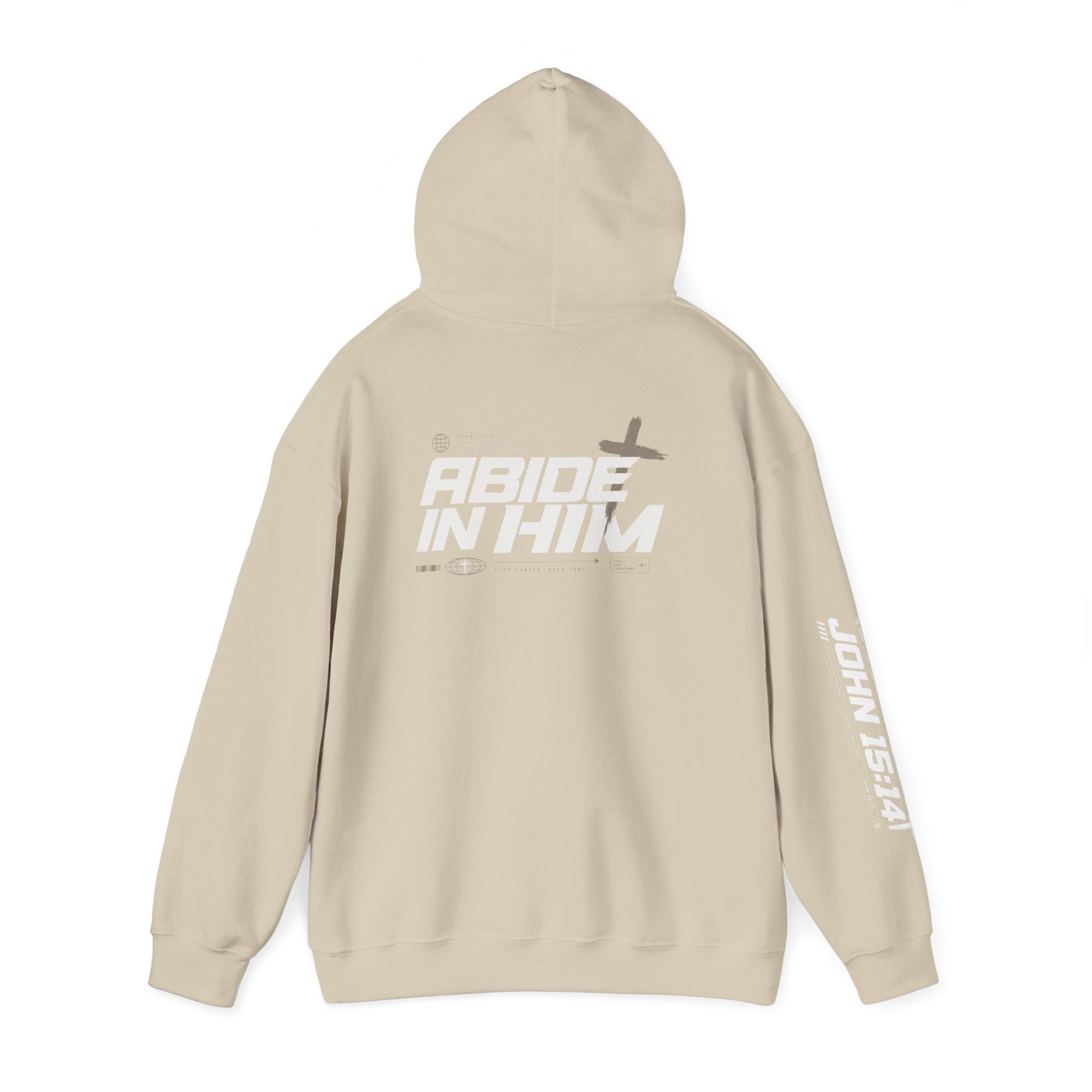 Abide in Him Hoodie — Christian Faith Cross Sweatshirt (John 15:4)