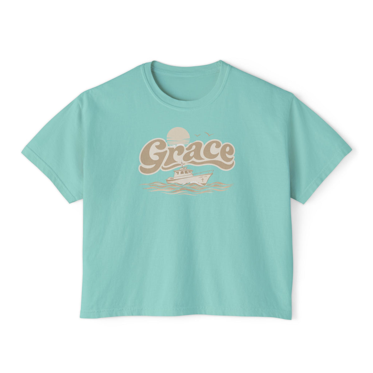 Grace Sunset boat graphic Tee | Boxy women's t-shirt