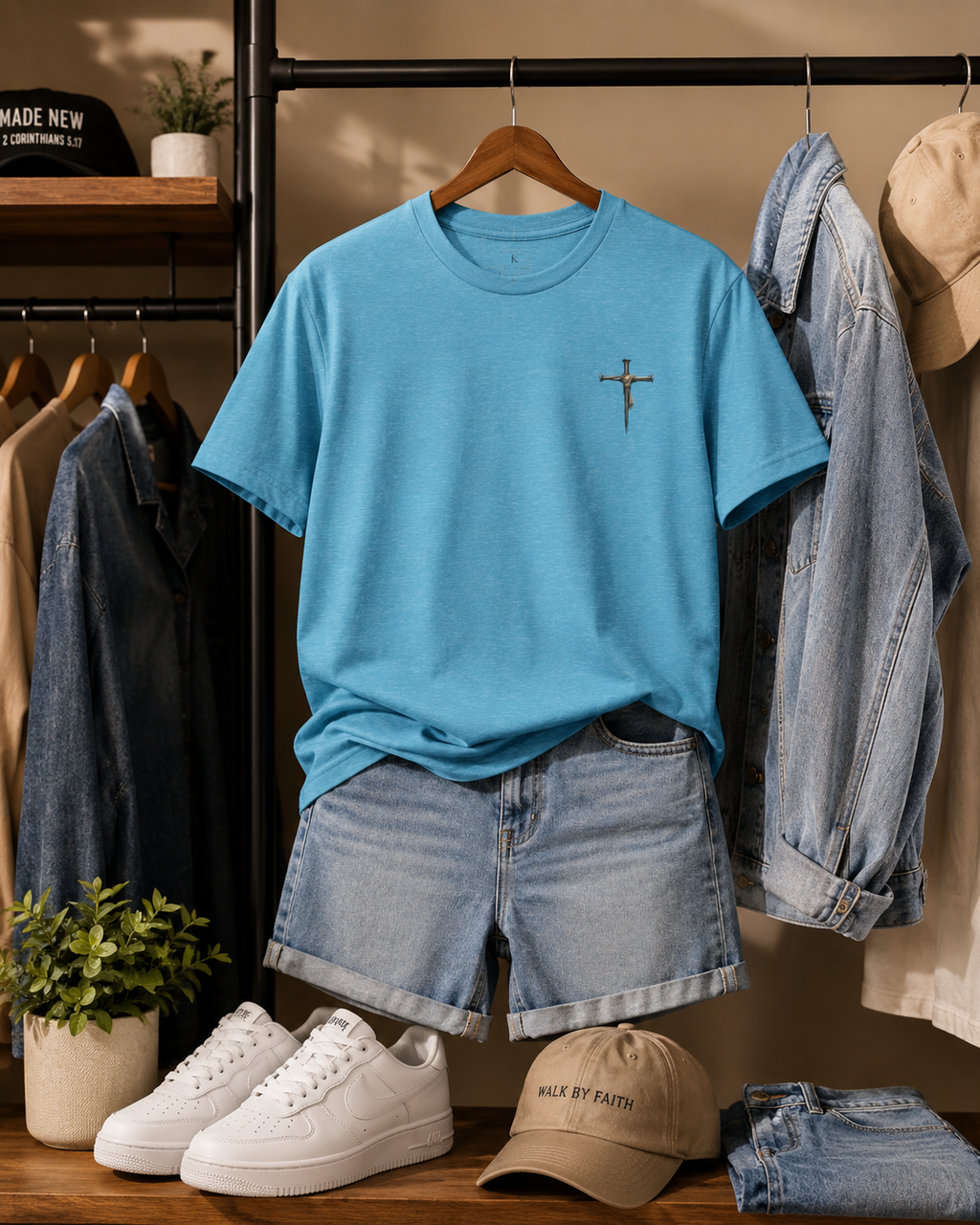 Faith-Forward Cross Tee | Hand-Painted Style Christian T-Shirt