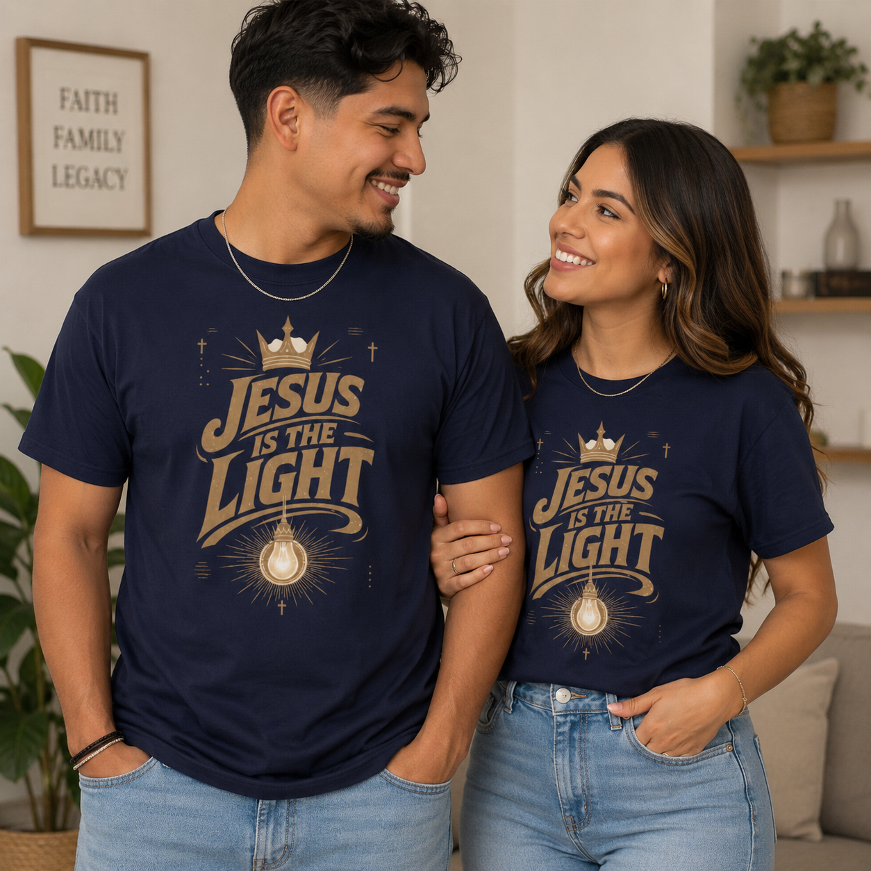 Jesus Is The Light T-Shirt, Christian Faith Tee, Religious Typography Shirt, Vintage Garment Dyed, Faith Based Gift, Sunday Church Tee