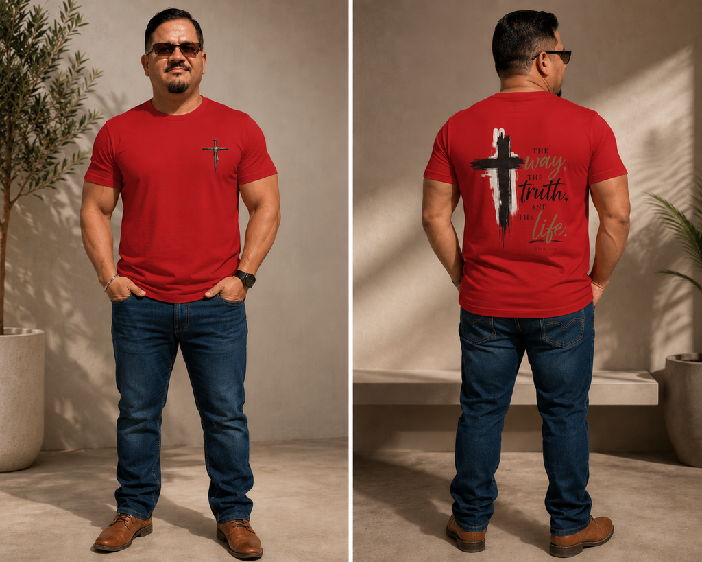 Faith-Forward Cross Tee | Hand-Painted Style Christian T-Shirt