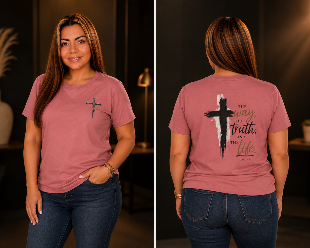 Faith-Forward Cross Tee | Hand-Painted Style Christian T-Shirt