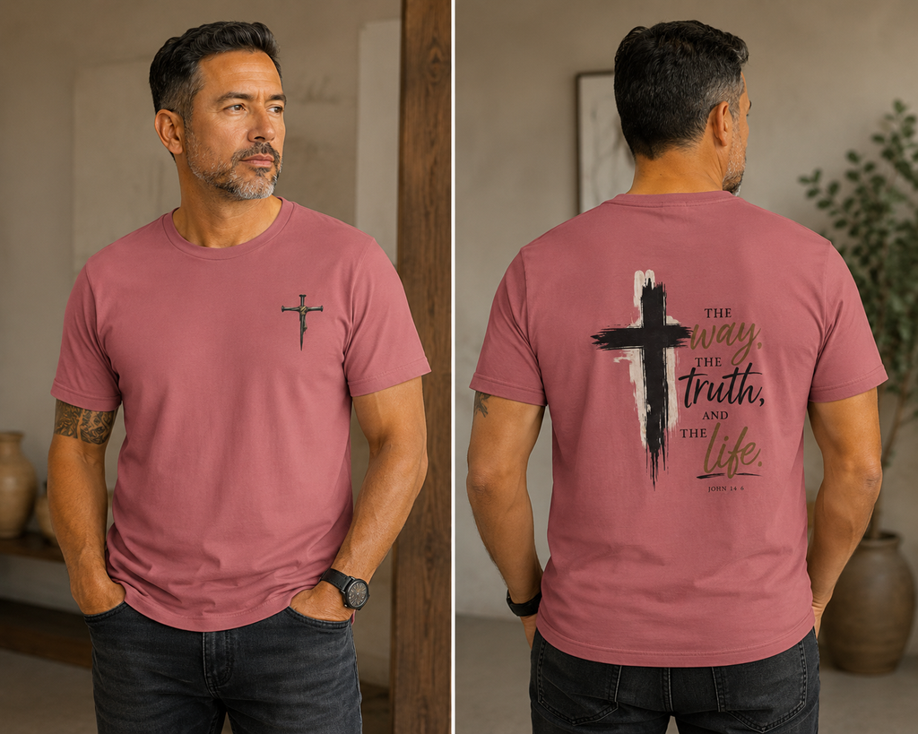 Faith-Forward Cross Tee | Hand-Painted Style Christian T-Shirt