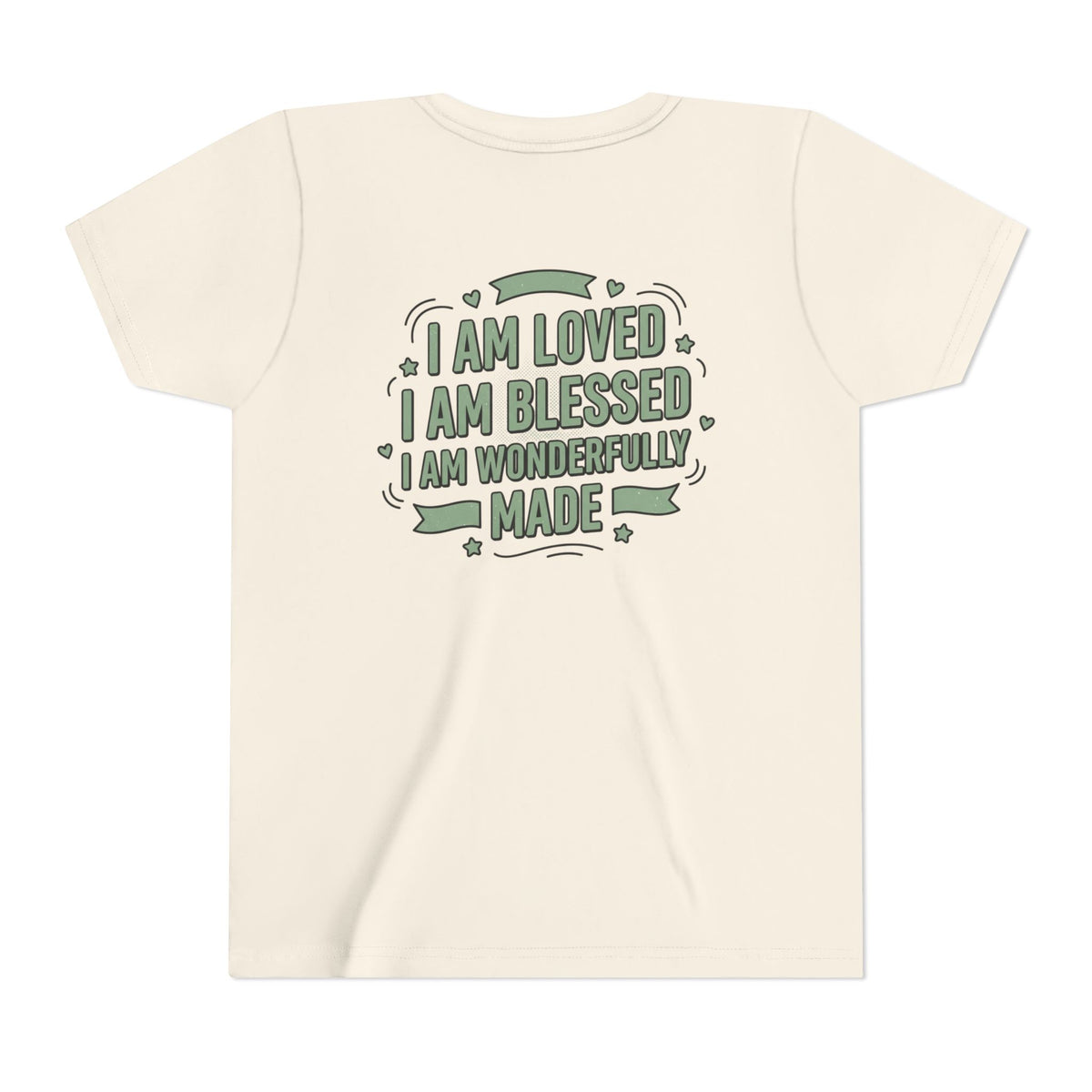Youth Tee — "Child of God" Inspirational Christian Shirt ("I Am Loved, I Am Blessed" Back)