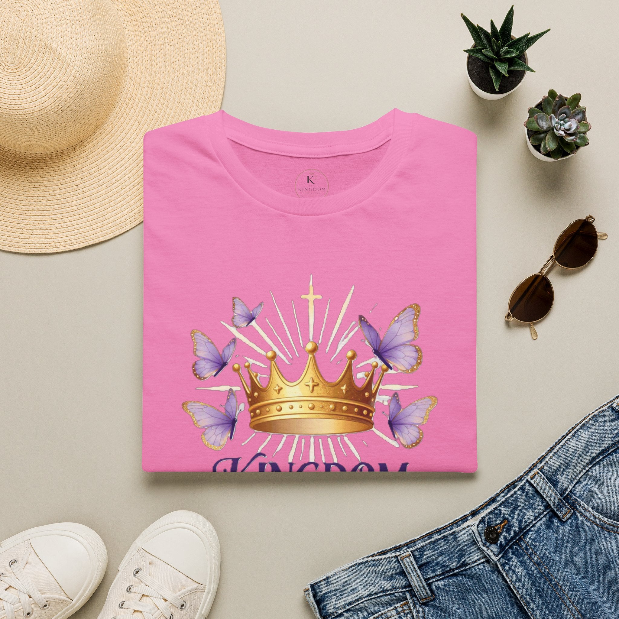 Kingdom Woman crown with purple butterflies T-Shirt