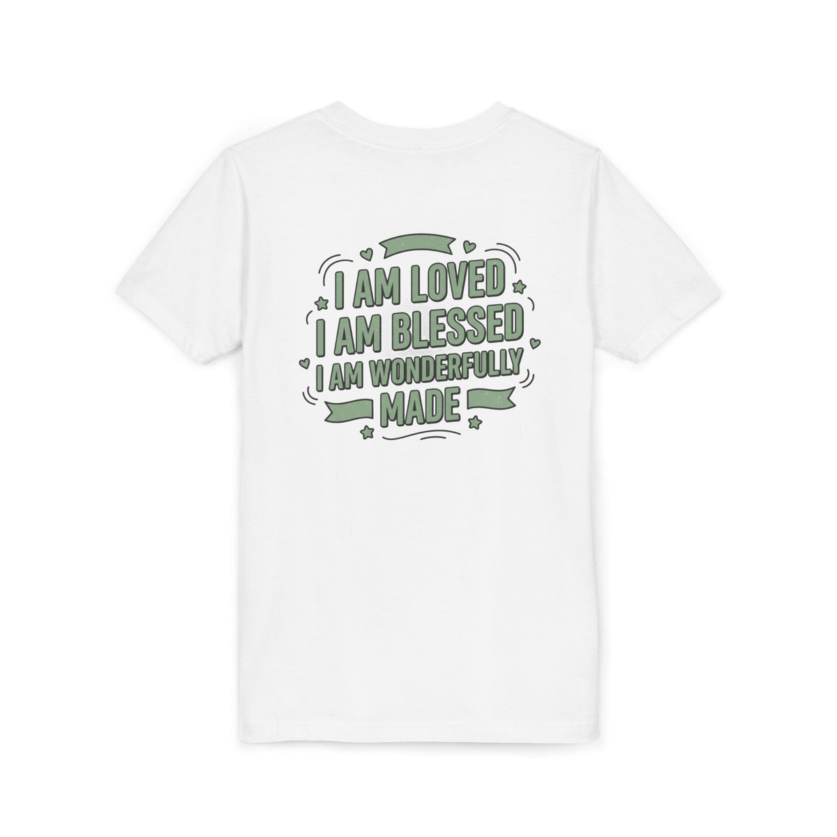 Youth Tee — "Child of God" Inspirational Christian Shirt ("I Am Loved, I Am Blessed" Back)