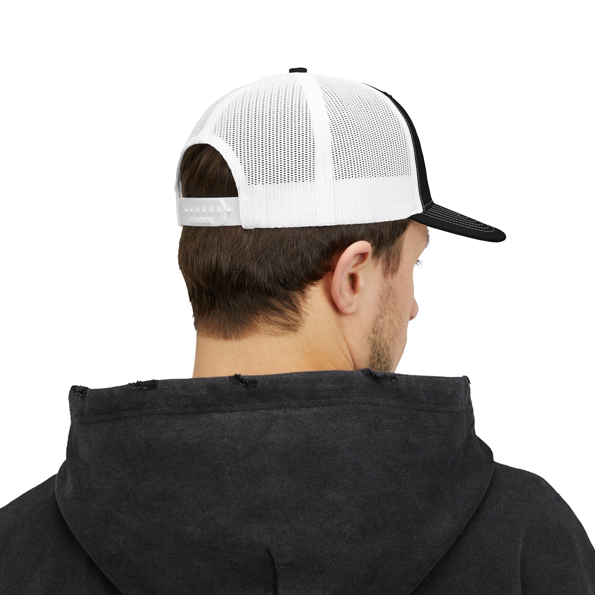 Faith Over Fear emblem Snapback Cap | Trucker Hat with Cross & Mountains