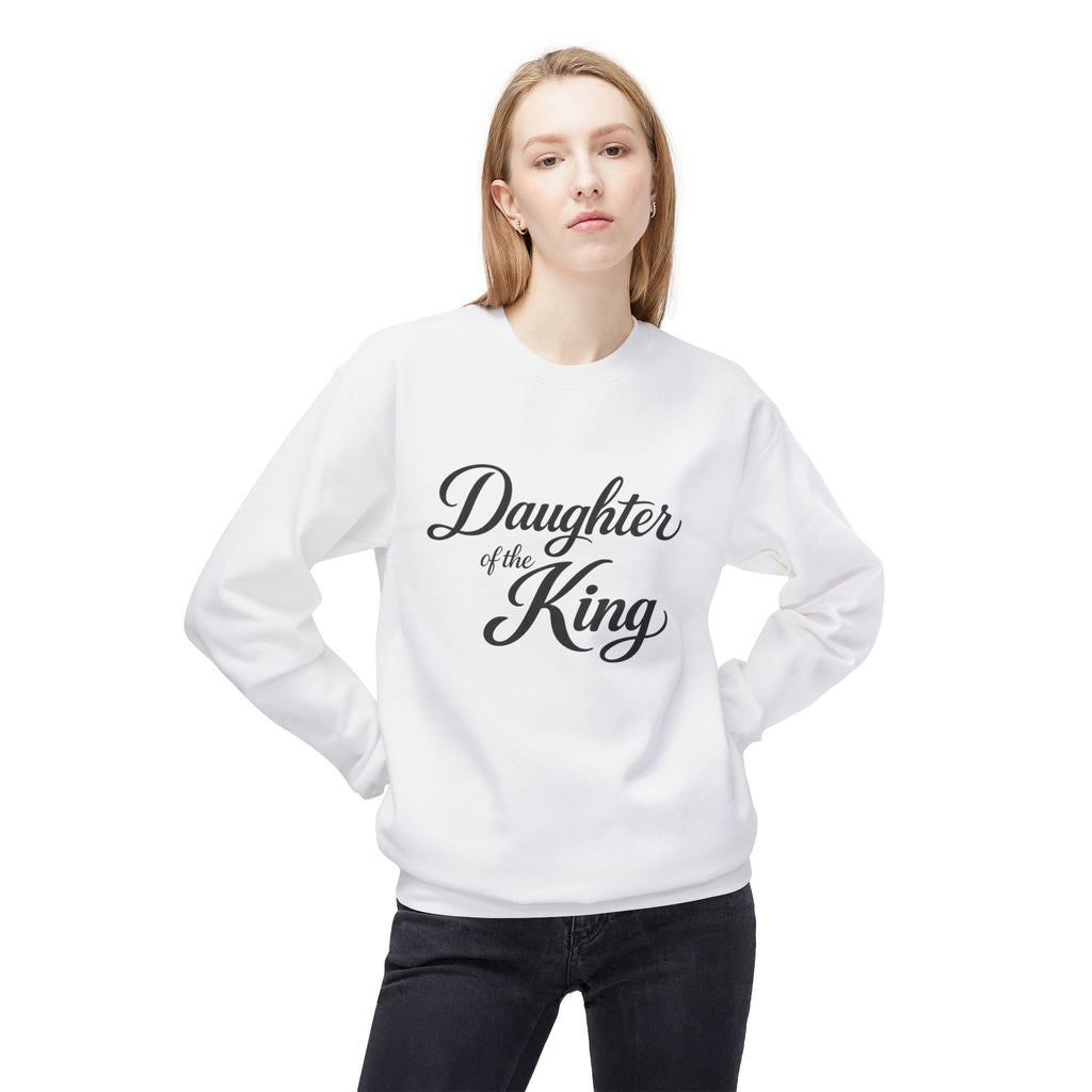 Daughter of the King Sweatshirt — Christian Faith Crewneck, "Chosen. Cherished. Equipped by Grace." Back Design