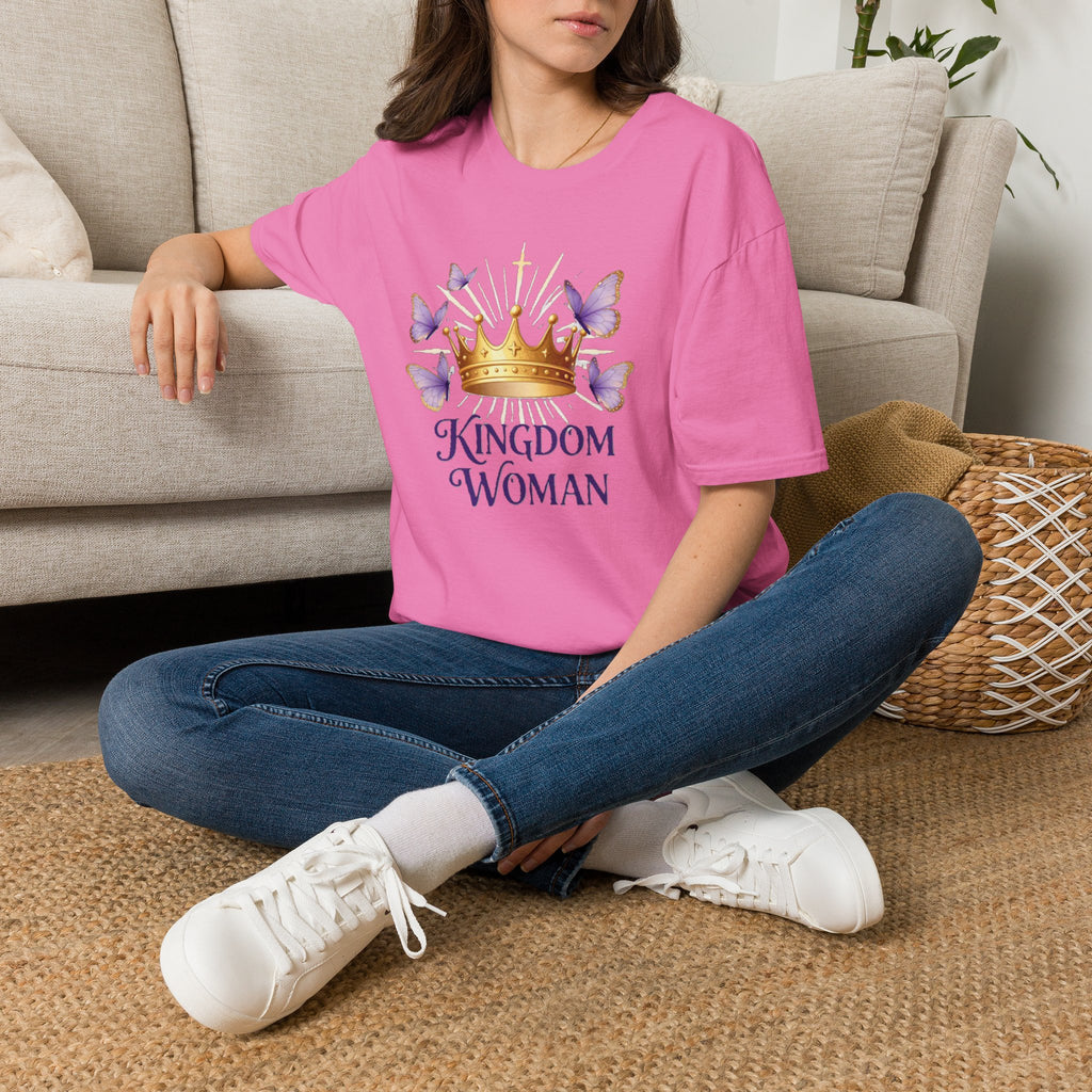 Kingdom Woman crown with purple butterflies T-Shirt
