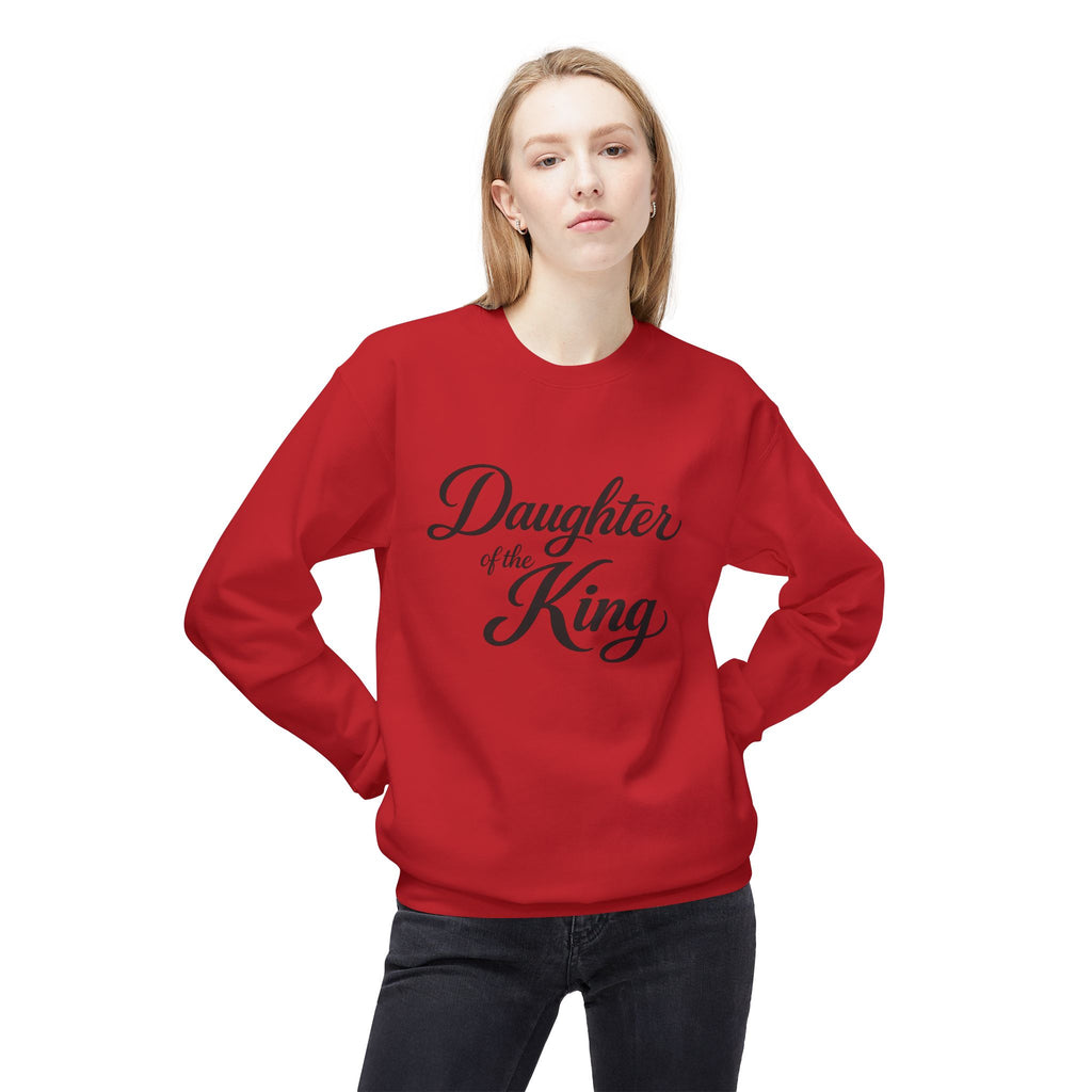 Daughter of the King Sweatshirt — Christian Faith Crewneck, "Chosen. Cherished. Equipped by Grace." Back Design