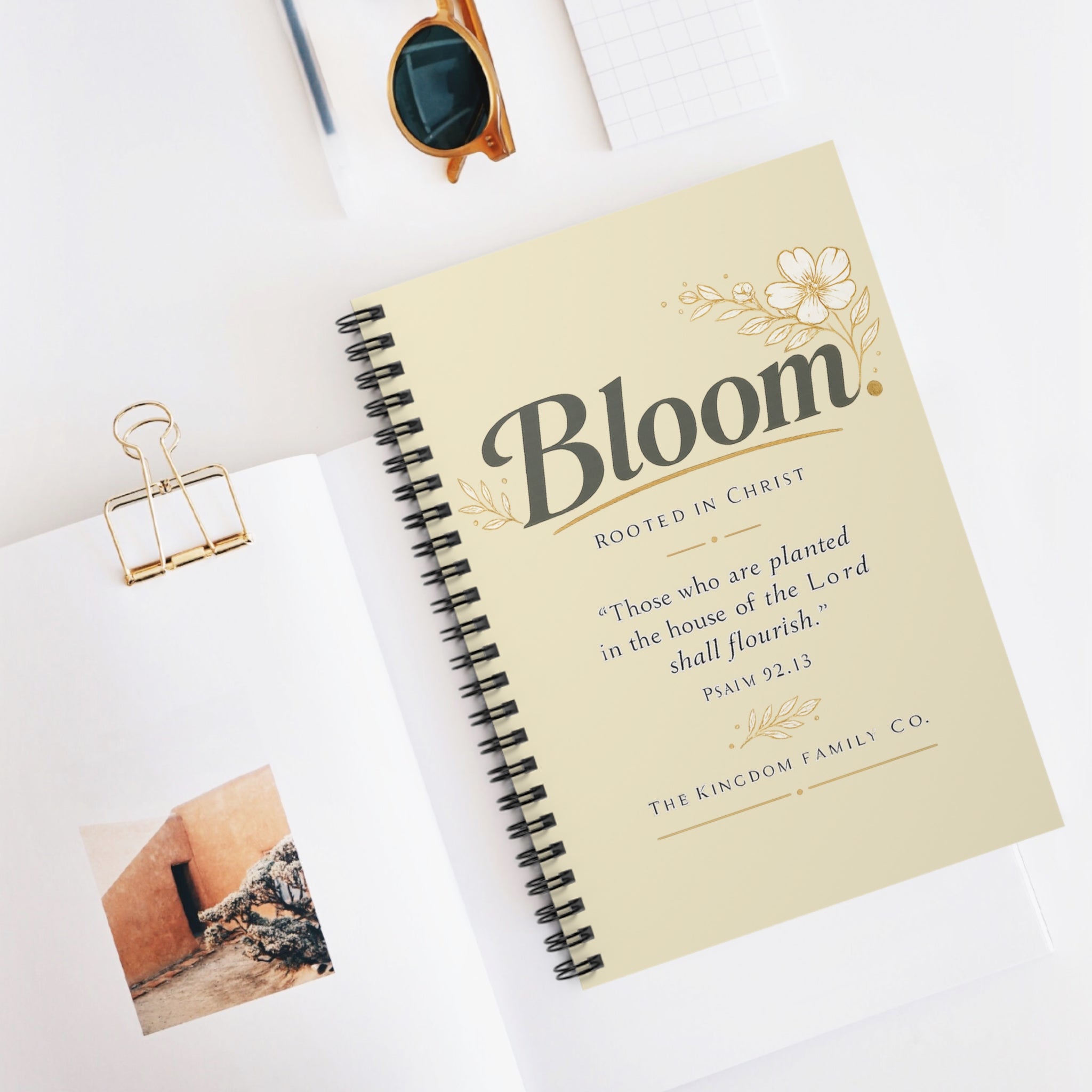 Bloom Spiral Notebook — Christian Floral Journal with Psalm 92:13 Quote