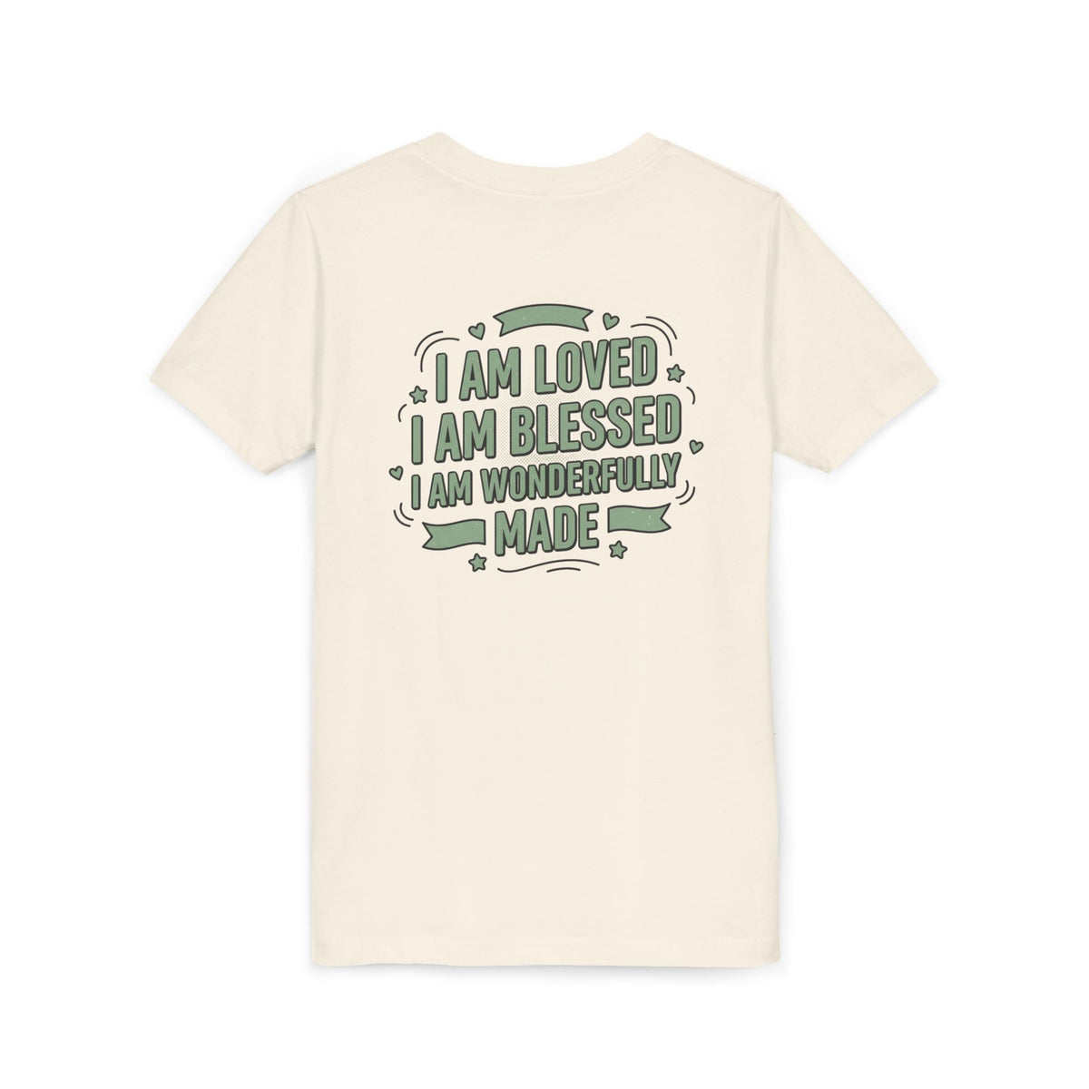 Youth Tee — "Child of God" Inspirational Christian Shirt ("I Am Loved, I Am Blessed" Back)