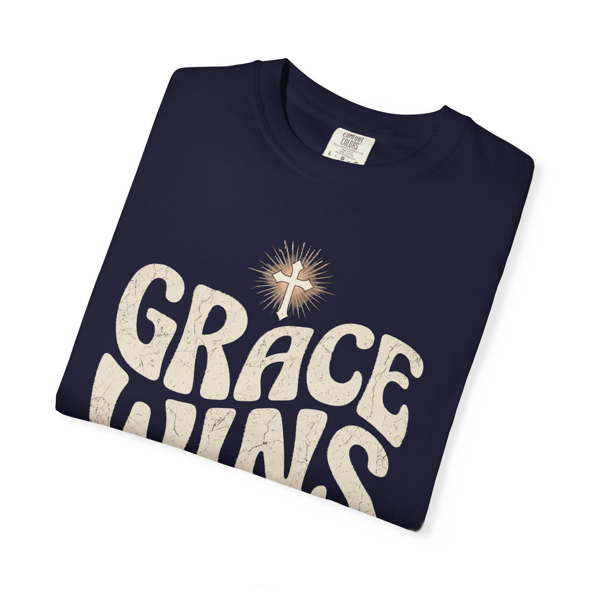 Grace Wins cross design T-Shirt | Faith Strength Freedom Christian tee