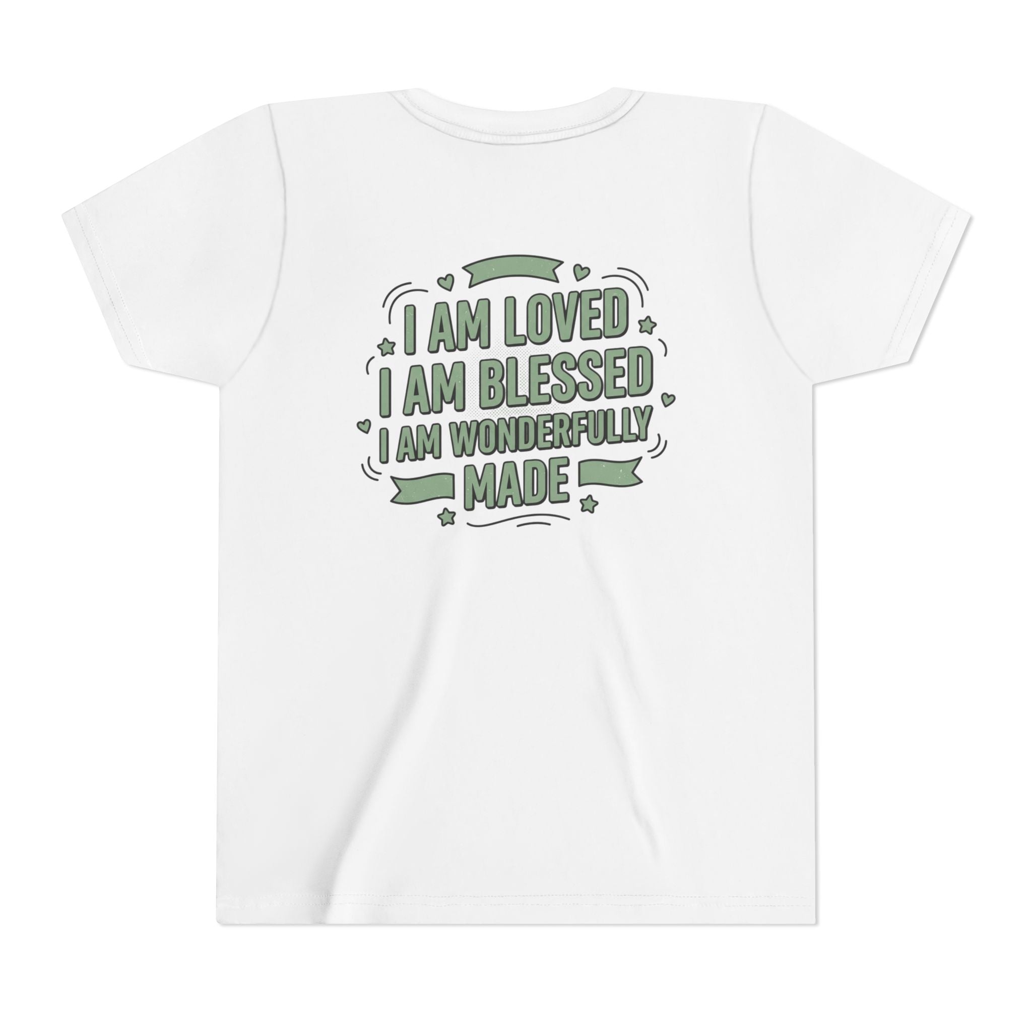 Youth Tee — "Child of God" Inspirational Christian Shirt ("I Am Loved, I Am Blessed" Back)